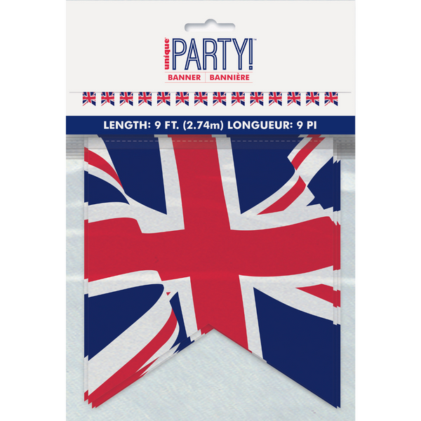 Union Jack 9ft Plastic Pennant Bunting