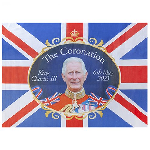 King Charles Coronation Material Flag - 85cm x 60cm