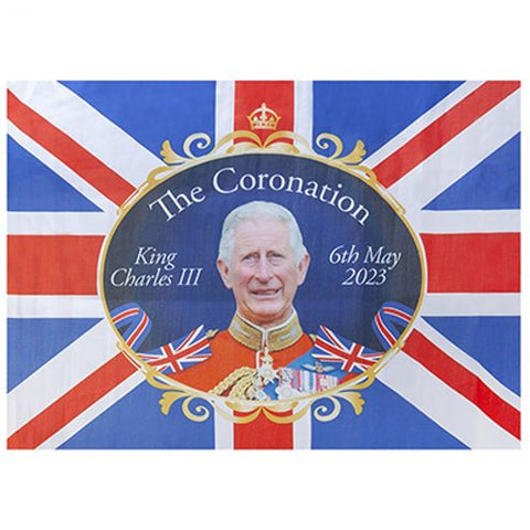 King Charles Coronation Material Flag - 85cm x 60cm