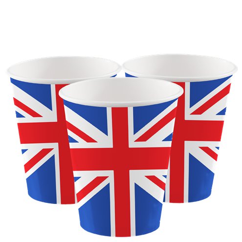 Union Jack Paper Cups - 250ml (8pk)