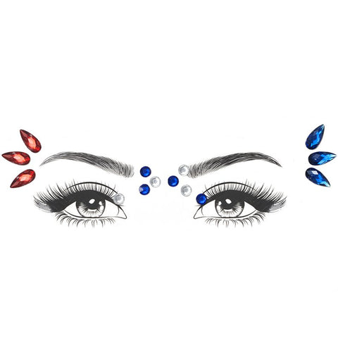 Red, White & Blue Face Jewels