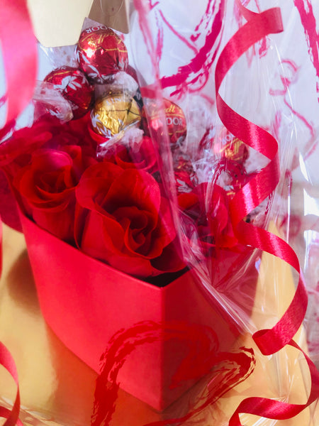 Red Lindt & Silk Red Roses Heart Box